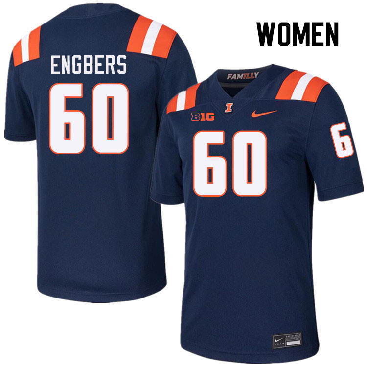 Women #60 Joep Engbers Illinois Fighting Illini College Football Jerseys Stitched-Navy